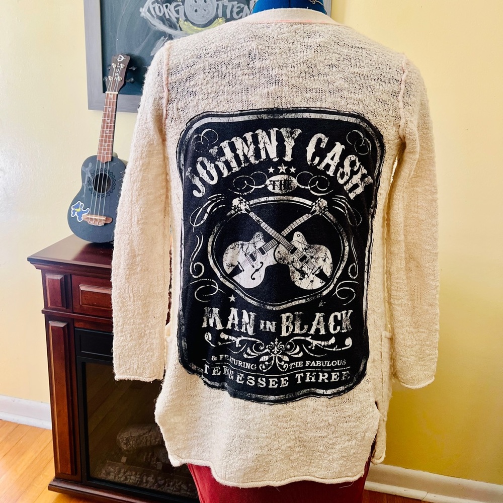 Johnny Cash // Free People Cardigan (handmade, one of a kind)